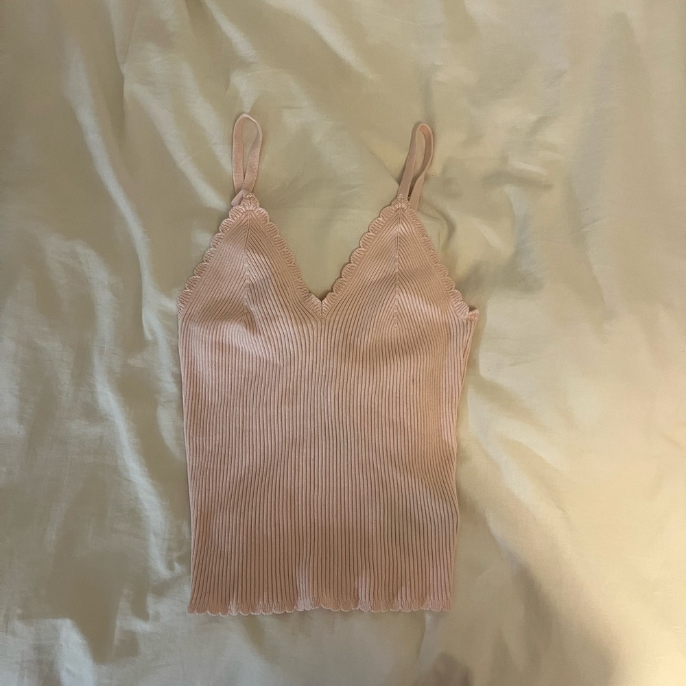H&M Light Pink Ribbed Knit Top